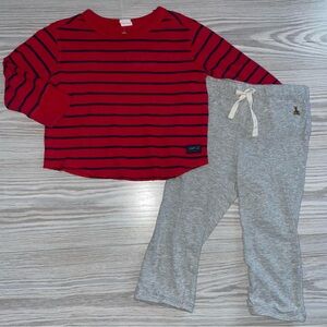 Baby Gap 2-Piece Outfit 18–24M Red Stripe Top Gray Pants
